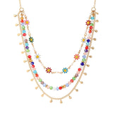 Lovely Colorful Flower Beads Tassel Necklace for Women