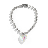 Female Love Heart Pattern Round Beads Chain Necklace