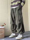 Men's Corduroy Lace Up Multi-Pocket Baggy Cargo Pants