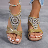 Women's Side Cutout Strap Rhinestone Sequin Sandals