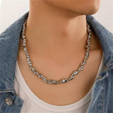 Silver Irregular Bead Hip-Hop Chain Necklace