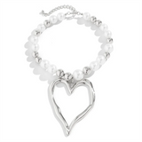 Women's Hollow Out Love Heart Round Beads Necklace