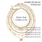 Women's 6pcs/Set Star Butterfly Artificial Pearl Chain Necklaces