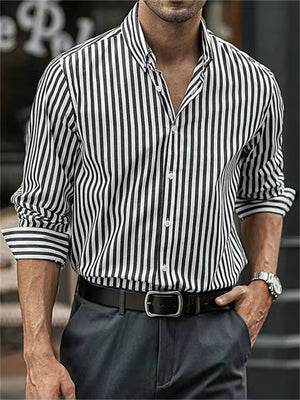 Men's British Style Fashionable Vertical Stripe Shirts