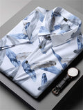 Feather & Paisley & Floral Print Holiday Short Sleeve Shirt for Men