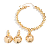 Exaggerated Big Round Pendant Necklace & Punk Earrings Set