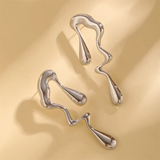 Flowing Water Shaped Exaggerated Earrings for Women