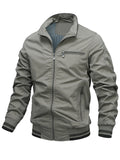 Men's Pure Cotton Stand Collar Anti-Theft Zipper Pocket Casual Jacket