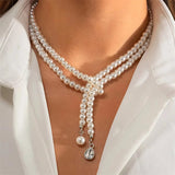 Elegant Imitation White Pearl Wedding Pendant Necklace for Lady