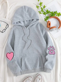 Cute Pink Heart Rabbit Printed Harajuku Hoodies for Women