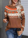 Geometric Pumpkin Halloween Christmas Knitted Sweater for Lady