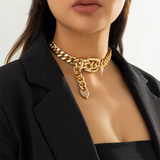 Fashionable Metal Belt Collarbone Choker Necklace for Women