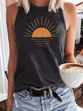 Sunrise Scene Print Women's Sleeveless Vest T-shirts