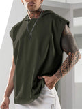 Men's Simple Cozy Loose Sleeveless Sport Hoodies