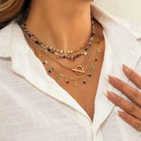 4Pcs/Set Colorful Beads Sequin Tassel Pendant Necklaces for Women