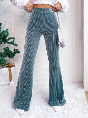 Women's Stylish Elastic Waist Corduroy Flared Pants