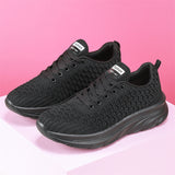 White & Black Classic Breathable Knitted Sports Shoes for Women