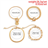 Female 4pcs/Set Link Chain Snake Chain OT Buckle Bracelets