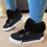 Ladies Faux Fur Lined Round Toe Lace-Up Snow Boots