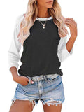 Women's Daily Wear Crew Neck Long Sleeve Contrast Color Shirt