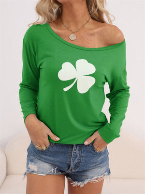 Saint Patrick's Day Round Neck Long Sleeve Shirt for Women