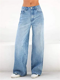 High-Rise Wide Leg Female Trendy Mopping Jeans