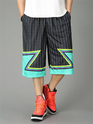 Contrast Color Incomplete Star Pattern Men's Basketball Shorts