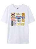 Female 90s Vintage Butter Pattern Cute Foodie T-Shirt