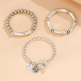 3pcs/Set Coin OT Buckle Charm Bracelets for Ladies