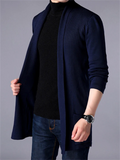 Solid Color Knitted Cardigan Sweater for Men