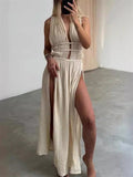 Sexy Hollow Out High Split Beach Dress for Women