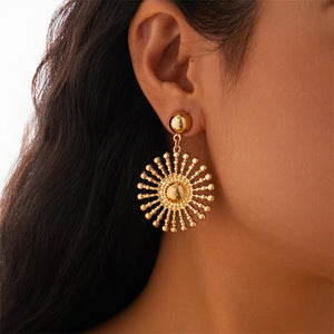 Ancient Greece Aesthetics Shining Sun Drop Earrings for Lady