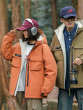 Couple Winter Big Size Thickened White Duck Down Hooded Coats