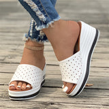 Female Contrast Color Slip-On Platform Slippers