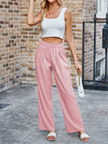 Candy Color Elastic Waist Straight-Leg Casual Pants for Women