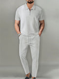 Men's Holiday Short Sleeve Lapel Shirt + Sweatpants Sets