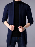 Solid Color Knitted Cardigan Sweater for Men