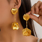 Wedding Party Rose Petal Drop Earrings for Lady