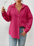 Women's Holiday Candy Color Lapel Button Up Blouses