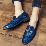 Men's Luxury Vintage Print Slip-On Pointed Toe Dress Shoes