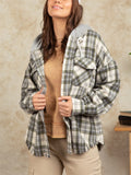 Women's Multicolored Plaid Hooded Coat with Pockets