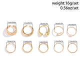 10Pcs/Set Gold Luxury Party Opening Rings for Women