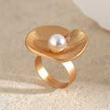 Women's Lotus Leaves Imitation Pearl Wedding Rings