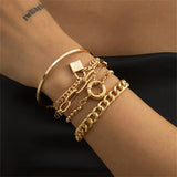 5Pcs/Set Female Gothic Metal Chain Lock Bracelets