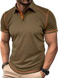 Male Summer Contrast Color Turn-down Collar Polo Shirts