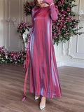 Female Reflective Satin Elegant Party Evening Dresses