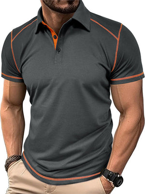 Male Summer Contrast Color Turn-down Collar Polo Shirts