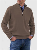 Men's Fall V Neck Half Zip Warm Knit Sweater