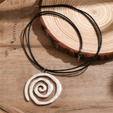 Female Ethnic Style Swirl Pendant Thread Necklace