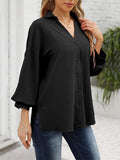 Fashion V Neck Lantern Sleeve Cozy Chiffon Shirt for Women